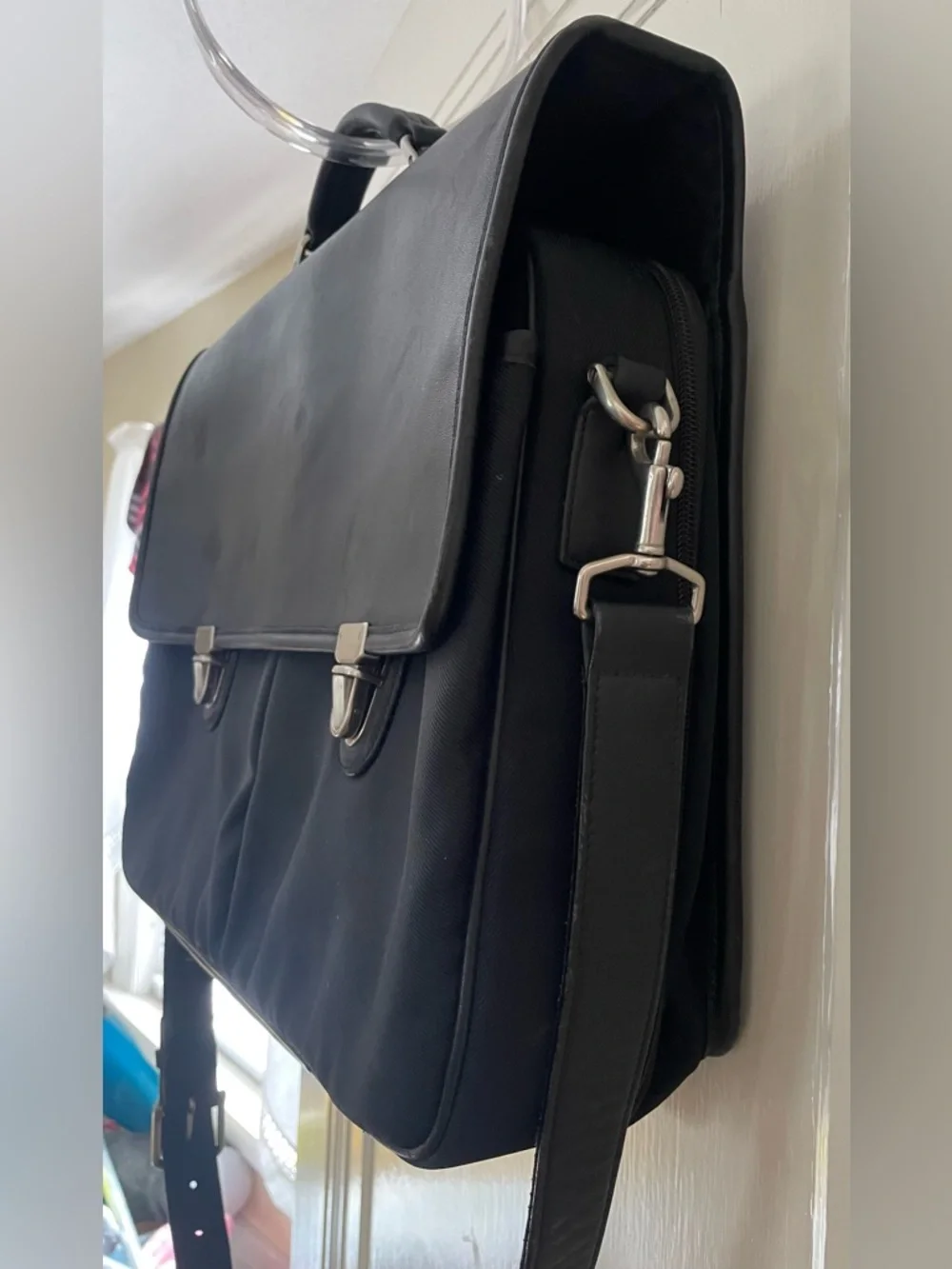 Vintage Coach Black Leather & Nylon Briefcase w/ Padded Laptop Compartment